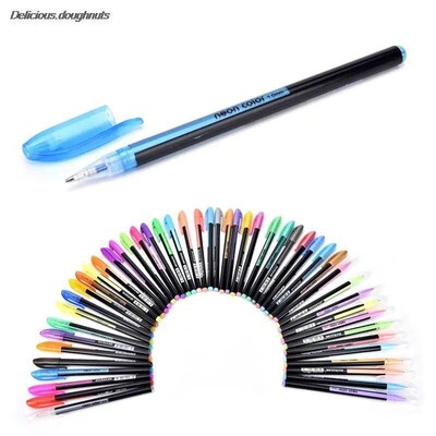 48 Colors Gel Pens Refills Rollerball Pastel Neon Glitter Sk