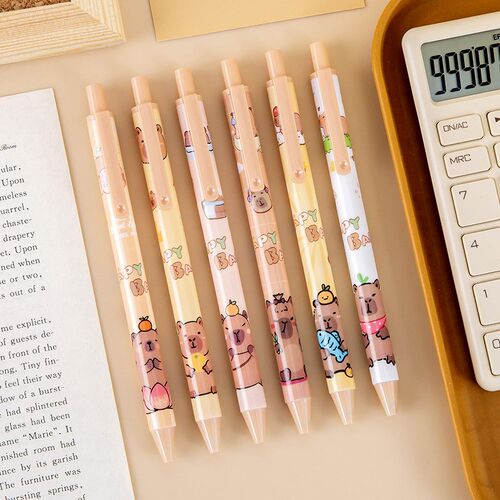 Creative Cute Capybara Clicking Black Neutral Pen Student Pr