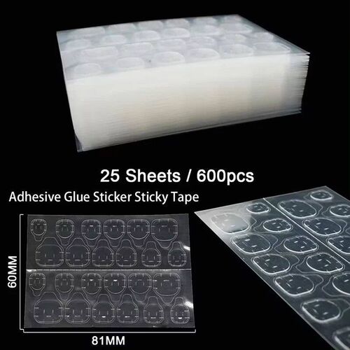 25 Sheet/600Pcs Double Side Glue Nail er Adhesive Tabs Water