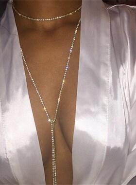 New Crystal Long Choker for Women Luxury Collar Choker Neckl