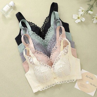 Large Size Breathable Bra Thin Style Gathered Anti-Sagging U