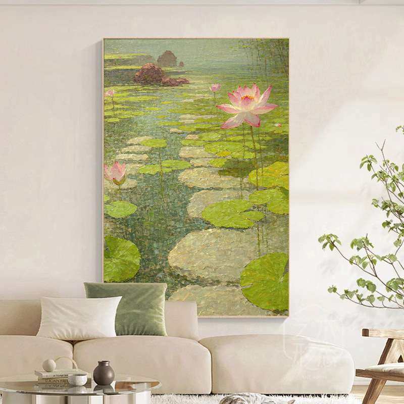 新中式荷花客厅沙发装饰画入户玄关好运莲莲壁画好寓意过道壁挂画,3C数码配件,其它配件,淘宝优惠券,粉丝福利购,淘宝优惠卷