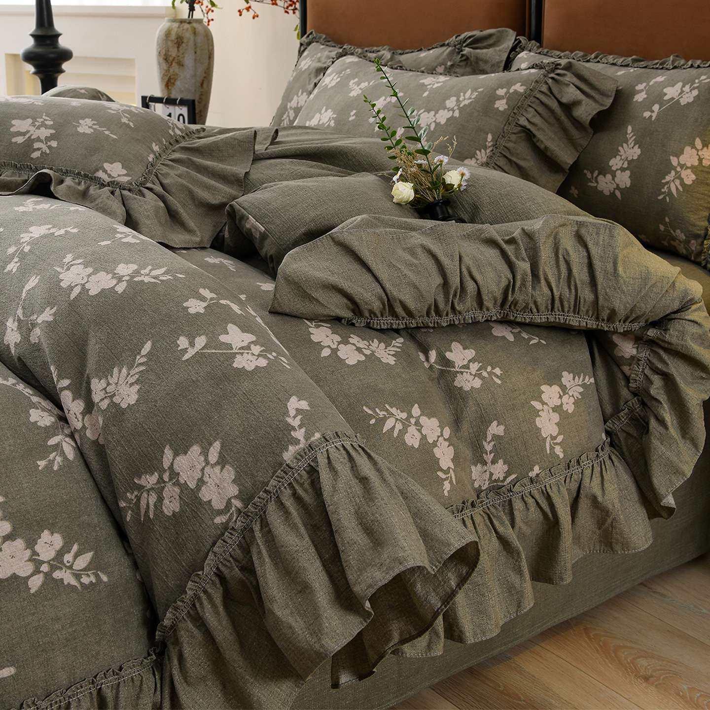 中古复古风床上四件套法式花边亚麻被套床单套件床品四季通用,3C数码配件,其它配件,淘宝优惠券,粉丝福利购,淘宝优惠卷