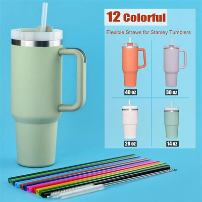 12 Pack Color Replacement Straws for 30/40 oz Tumble