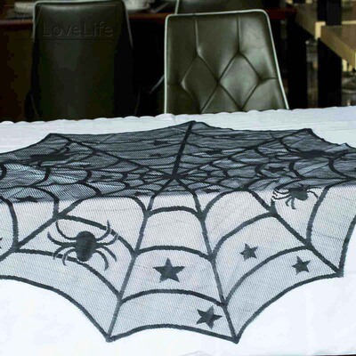Round Table Cloth Halloween Party Decoration Lace Backdrop S