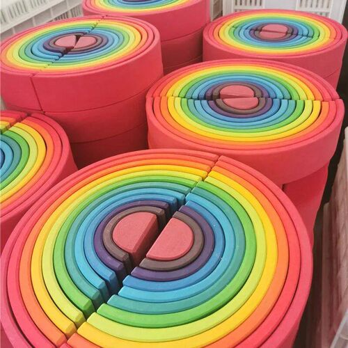 High Quality Wooden Toys Basswood Rainbow Arch Stacking Bloc