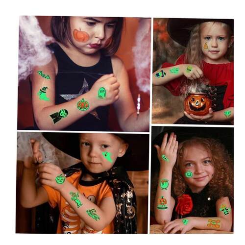 New Glowing Tattoos Stickers Halloween Childrens Cartoo