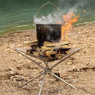 Outdoor Camping Bonfire Rack Stainless Steel Burning Rack