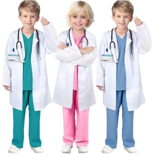 7PCS Children Doctor Nurse Costume Set for Role Play Pink/Gr