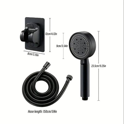 1pc Pressurized Handheld Shower Head With Bracket And Hose,