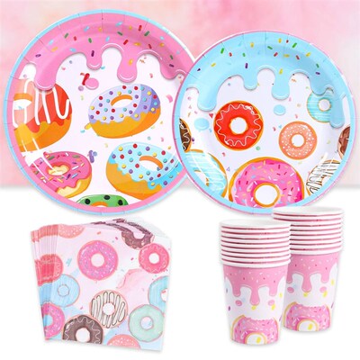 Donut Theme Disposable Tableware Stand Holder Donut Birthday