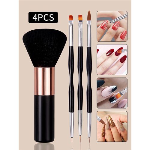 4 Pcs Nail Drawing Pen, Dual End Nail Art Pen Brush Acrylic