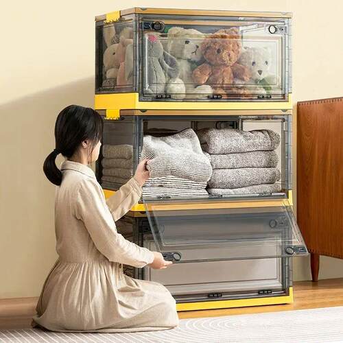 1pc Foldable Storage Trunk Open Storage Box Transparent Stor