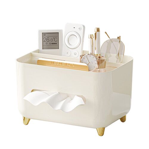 Paper box, living room coffee table, remote control, desktop