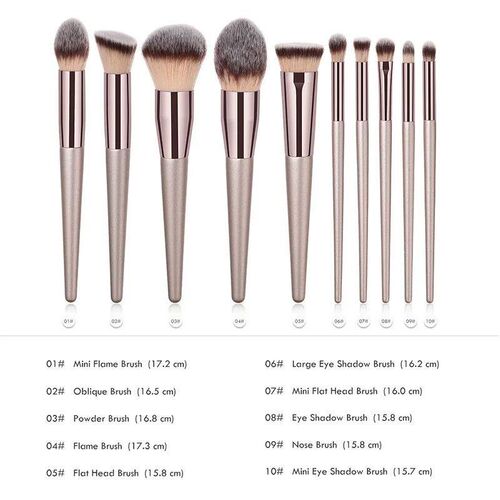 Hot Champagne Makeup Brushes Set for Women Cosmetic Foundati