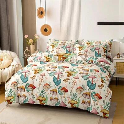 Cartoon Print Flannel Bedding Set 4pcs Queen Size Comforter