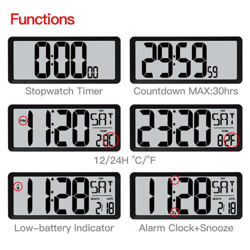 TXL Large Digital Jumbo wall clock modern design home vintag