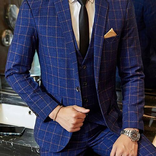 Blazer Vest Pants Groom Wedding Dress Stage Party Suit Three