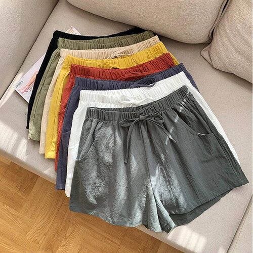 Casual Linen Shorts Women Gym Workout Shorts Cotton Short Pa