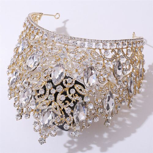 Luxury Big Forest Crystal Rhinestone Crown Baroque Vintage W