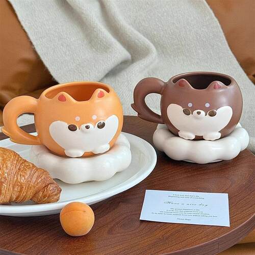 Shiba Inu Ceramic Mug and Saucer Set Perfect Birthday Gift