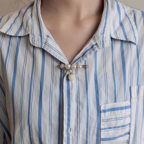 5/6Pcs/Pack Cute Enamel Brooches Pins Pearl Neckline Small C