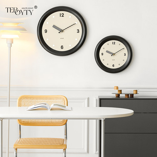 TEBOYTY免打孔钟表挂钟客厅2023新款现代奶油风艺术装饰墙面时钟