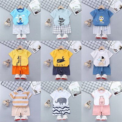 2pcs Baby Boys Girls Summer Clothing Set Infant Clothes Suit