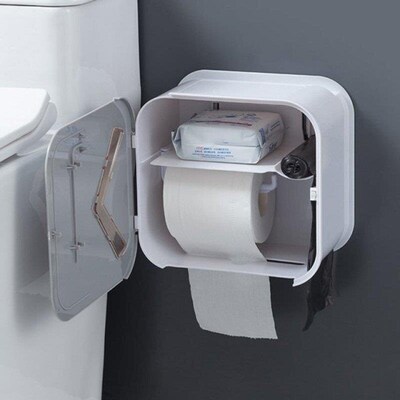 Toilet Paper Roll Holder Punch-free Wall-mounted Tissue Box