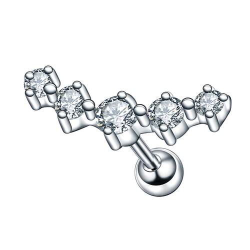1PC Steel Ear Tragus Cartilage Piercing Crystal Flower Conch