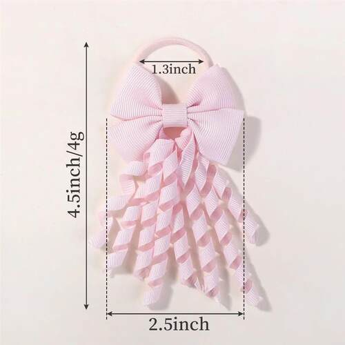 Baby Girls Back To School Ribbon Curly Hair Bow with Ties Ro