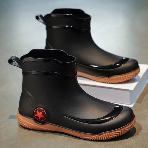 Mens rain boots Four Seasons waterproof anti-slip work rain