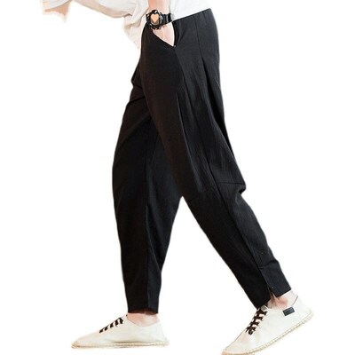 Linen Pants Mens Summer Thin Casual Trousers Loose Large Si