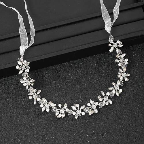 Silver Color Headbands For Women Bride Handmade Crystal Rhin