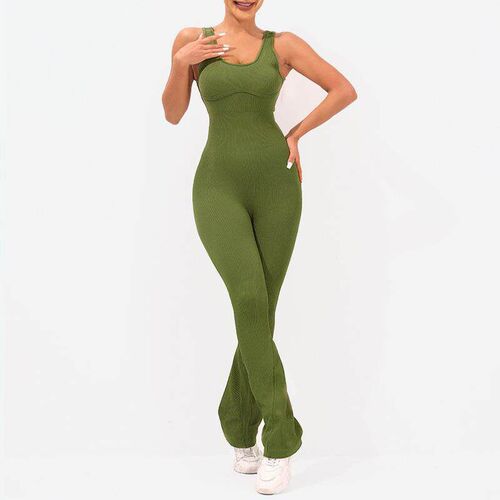 Sleeveless compression fit shapewear, wide leg flared