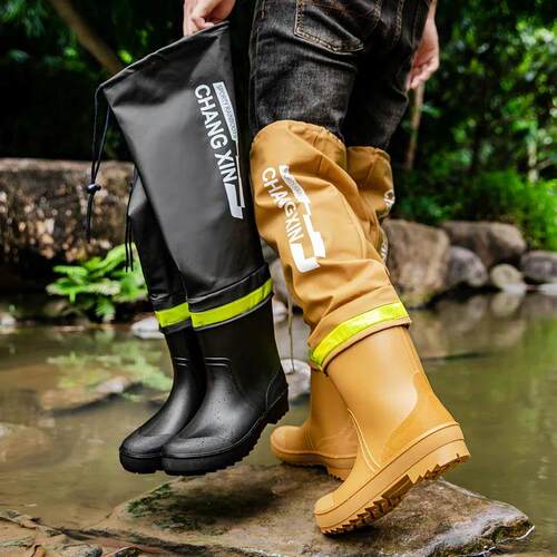 Mens Rain Boots Fashion High-Top Rain Boots for Men Long-Tu