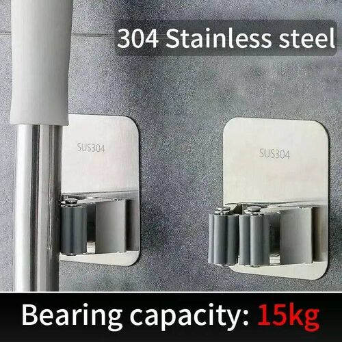 1/2pcs Wall Mounted Mop Organizer Clips Self-Adhesive Bathro