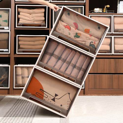 Home clothing storage box drawer style wardrobe organizer