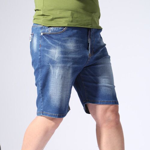 Elastic Waist Denim Shorts Mens Five-point Pants Plus Size