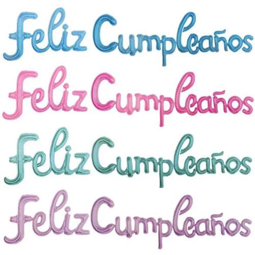 Spanish Happy Birthday Letters Balloons Lowercase Conjoined