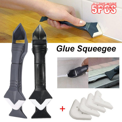 5PCS 3 In1 Glass Glue Angle Scraper Caulking Tool Shovel Bin