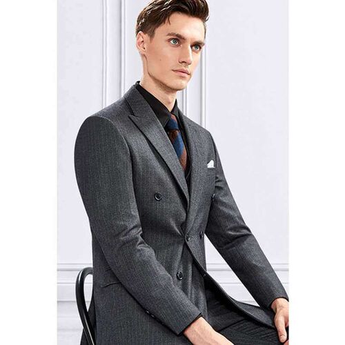 New Double-breasted Suit Set Mens Spring Slim-fit British L