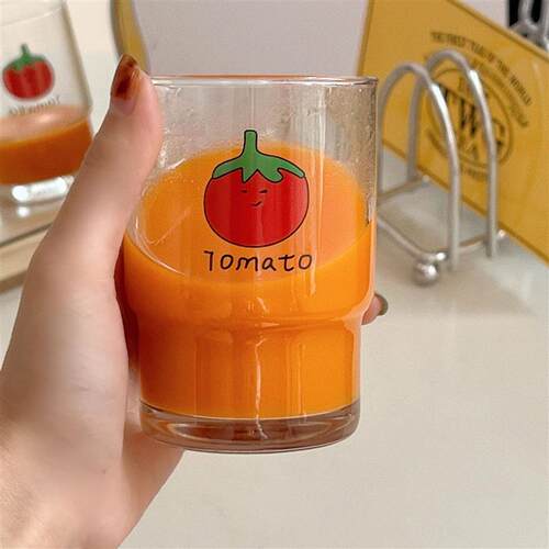 Korean juice glass tomato design heat-resistant milk cup