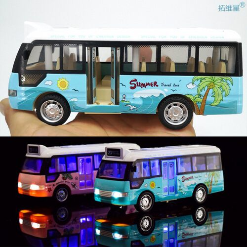 School Bus Sound Light Tour Bus Model Boy Toy Diecasts Toy