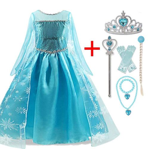 Princess Girls Elsa Dress Cosplay Dresses Snow Queen Costume