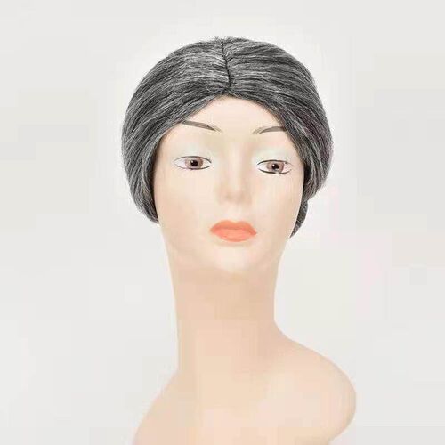 Halloween COS Old Granny Wig Middle-aged Granny Gray Ball