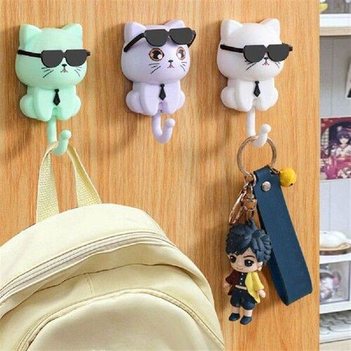 Creative Plastic Cartoon Cat Hooks Wall Hanging Waterproof
