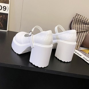 Fashion White Platform Pumps for Women Super High Heels Buck