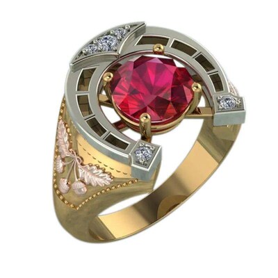 Exquisite Fashion Red Zircon Inlaid Metal Horseshoe Rings fo