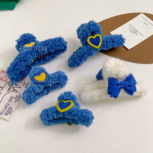 Blue lamb hair paint metal love clip ins hair clip retro per